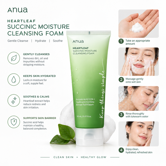 Anua Heartleaf Succinic Moisture Cleansing Foam – 150ml