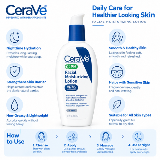 CeraVe Facial Moisturizing Lotion PM – Ultra-Lightweight